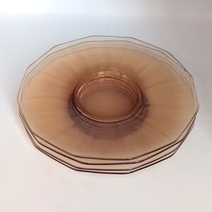 Set of Four (4) Vintage Peach Depression Glass 7 1/2" Dessert Salad Bread Plates